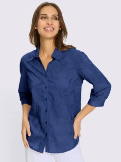 Chemisier en coton broderie de Madère manches 3/4