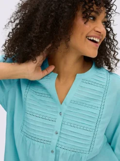 Chemisier en coton encolure arrondie avec petit v