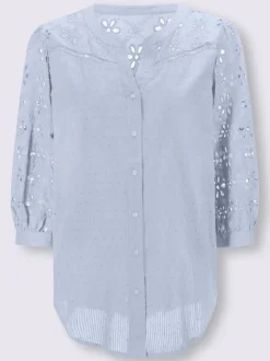 Chemisier en coton à encolure ronde et broderie ajourée