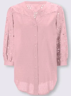 Chemisier en coton à encolure ronde et broderie ajourée