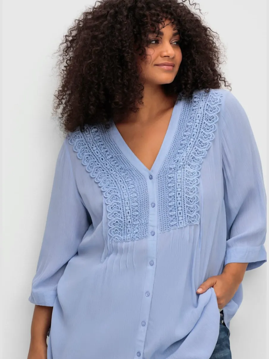 Chemisier en crêpe dentelle crochetée