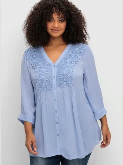 Chemisier en crêpe dentelle crochetée