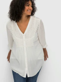 Chemisier en crêpe dentelle crochetée