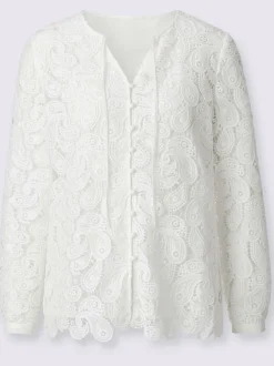 Chemisier en dentelle à col V et manches longues avec motif paisley