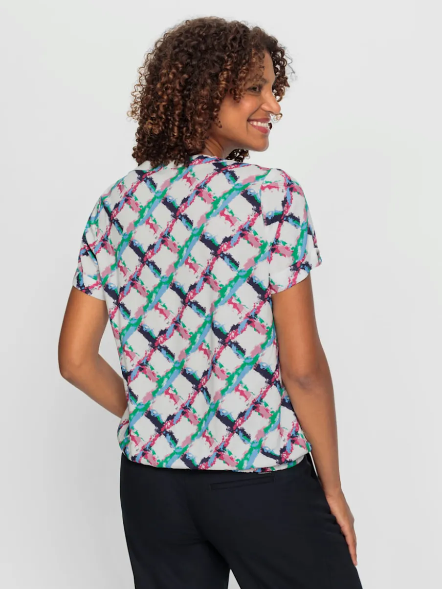 Chemisier à enfiler à motifs carreaux avec manches courtes