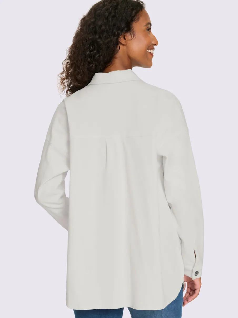 Chemisier en jean coton extensible avec col chemise