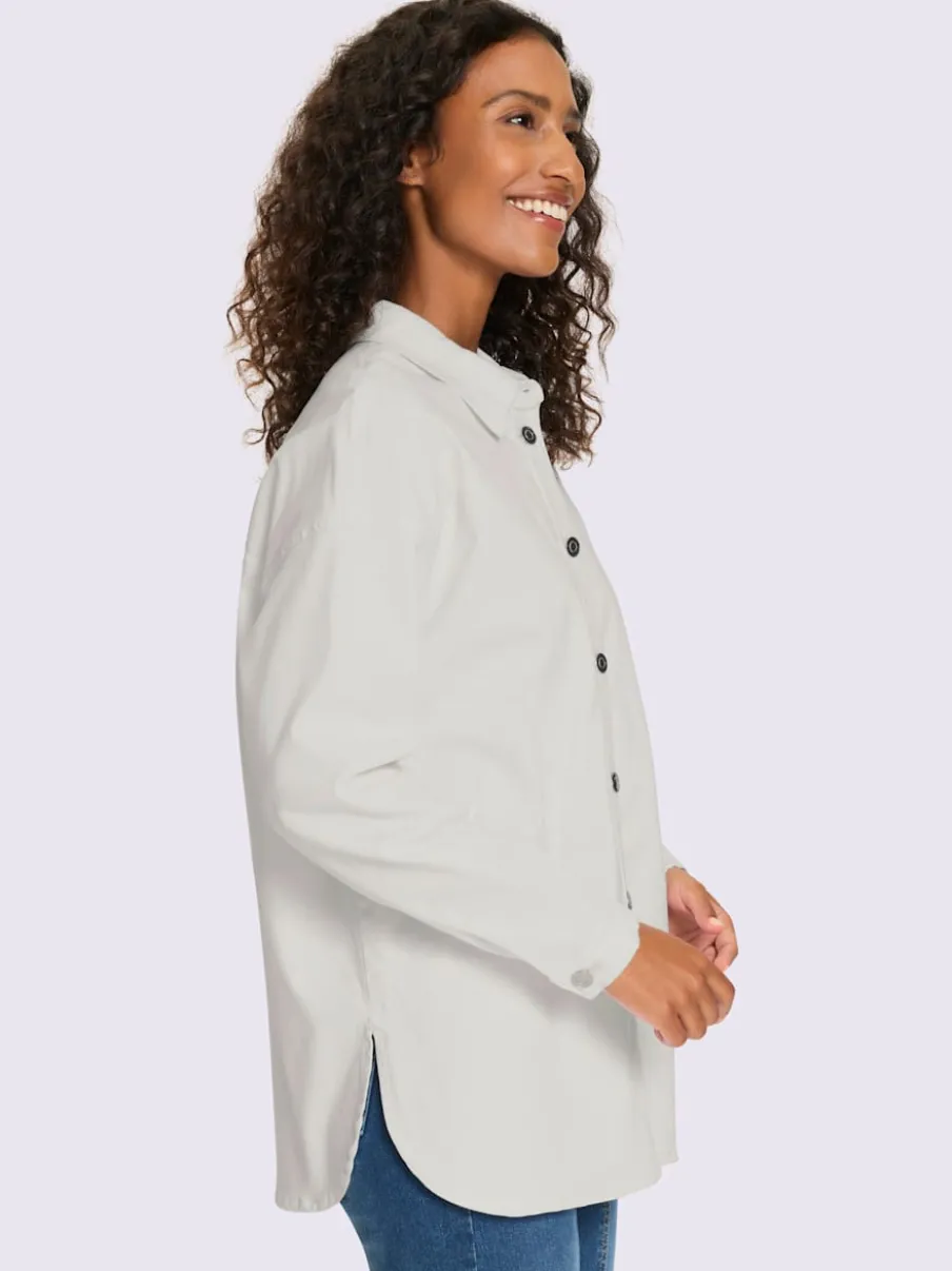 Chemisier en jean coton extensible avec col chemise