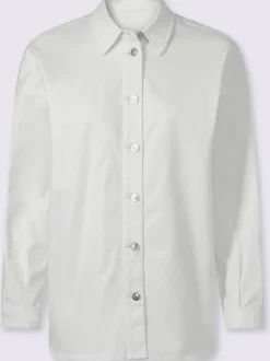 Chemisier en jean coton extensible avec col chemise