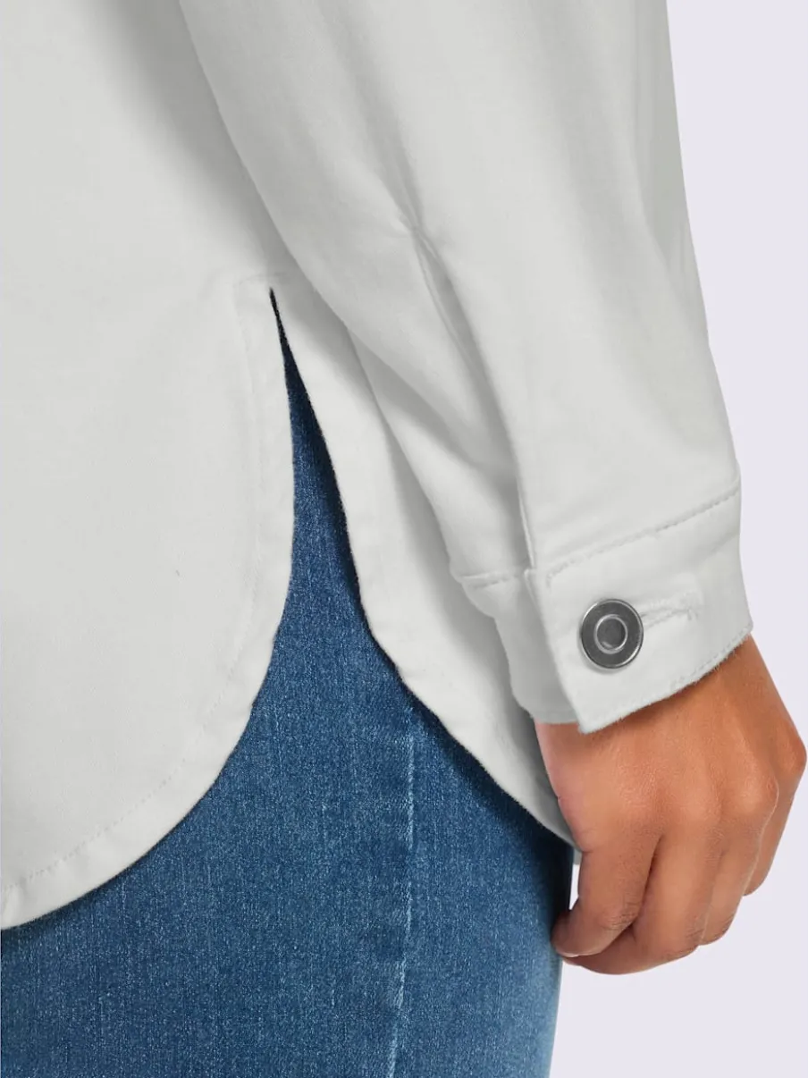 Chemisier en jean coton extensible avec col chemise