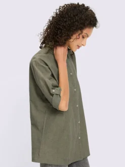 Chemisier en lin avec col chemise et manches 3/4