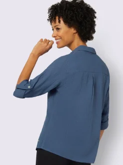 Chemisier en mousseline à col revers et rayures