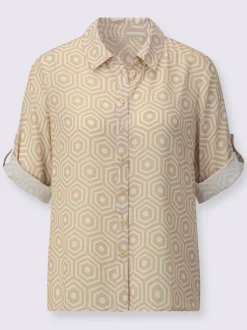 Chemisier en polyester recyclé à col chemise graphique