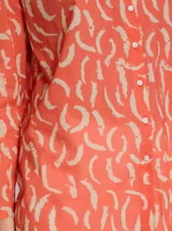 Chemisier en pur coton à col chemise et manches longues