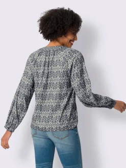 Chemisier en satin avec motif paisley et manches raglan