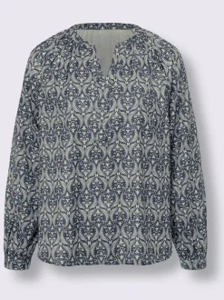 Chemisier en satin avec motif paisley et manches raglan