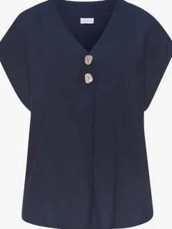 Chemisier en V avec boutons et manches courtes en viscose