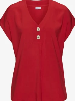 Chemisier en V avec boutons et manches courtes en viscose