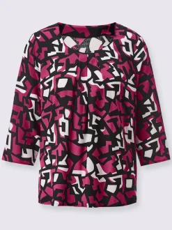 Chemisier en viscose à motifs géométriques et manches 3/4