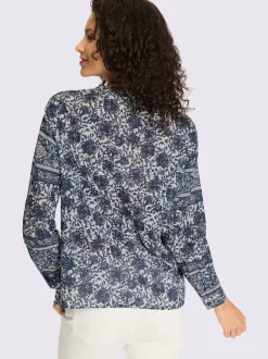 Chemisier floral manches longues encolure V coton doux