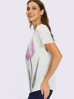 Chemisier fluide avec fleurettes et manches courtes