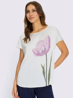 Chemisier fluide avec fleurettes et manches courtes