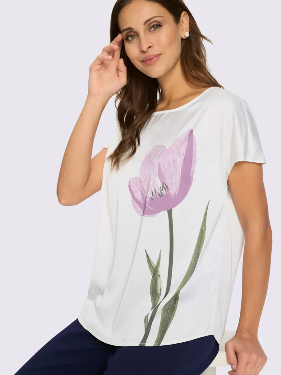 Chemisier fluide avec fleurettes et manches courtes