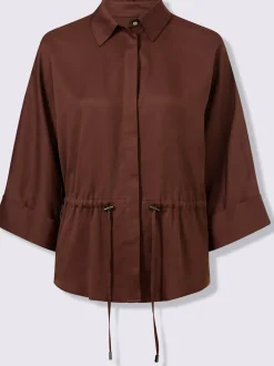 Chemisier fluide à col chemise et manches trois quarts