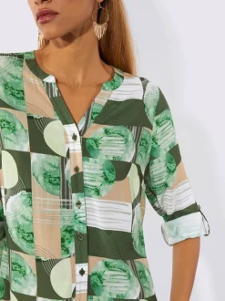 Chemisier à imprimé graphique avec patte de boutonnage