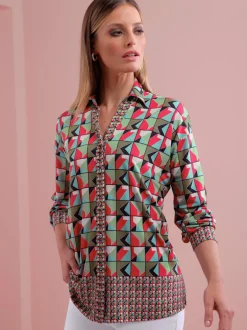 Chemisier léger avec col chemise et motif géométrique