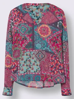 Chemisier léger à manches longues motif paisley fluide