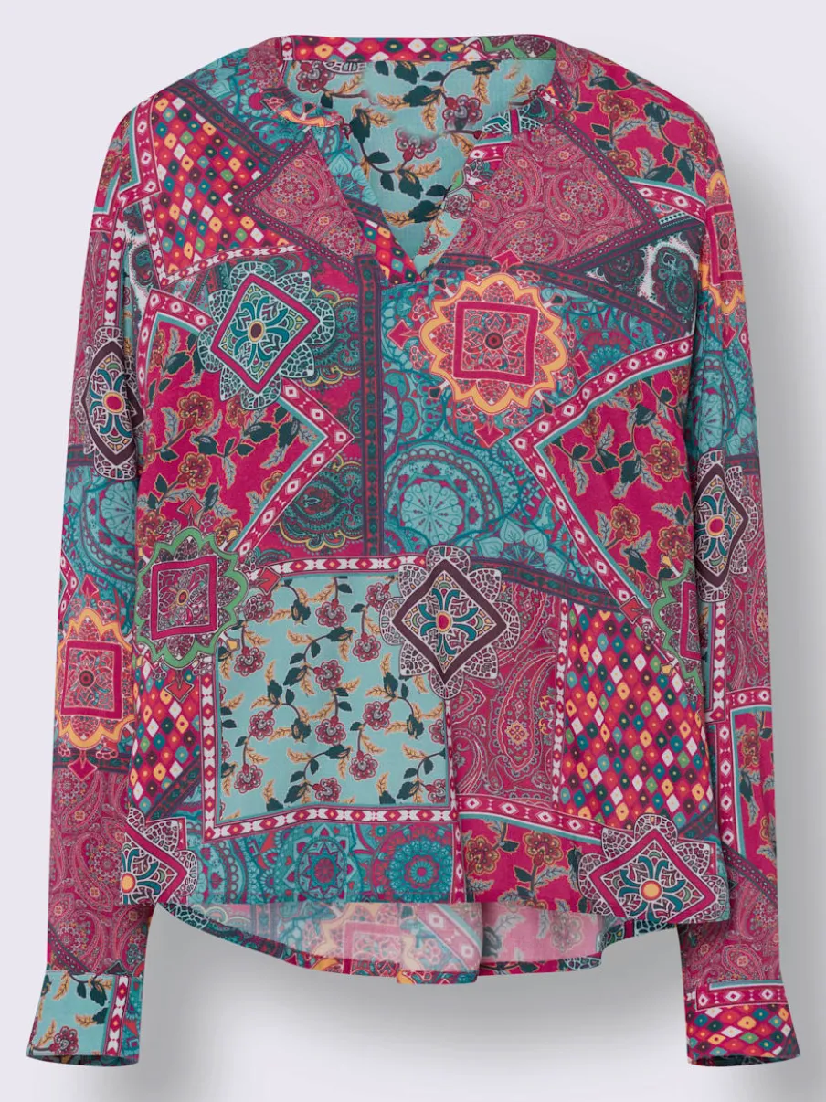 Chemisier léger à manches longues motif paisley fluide
