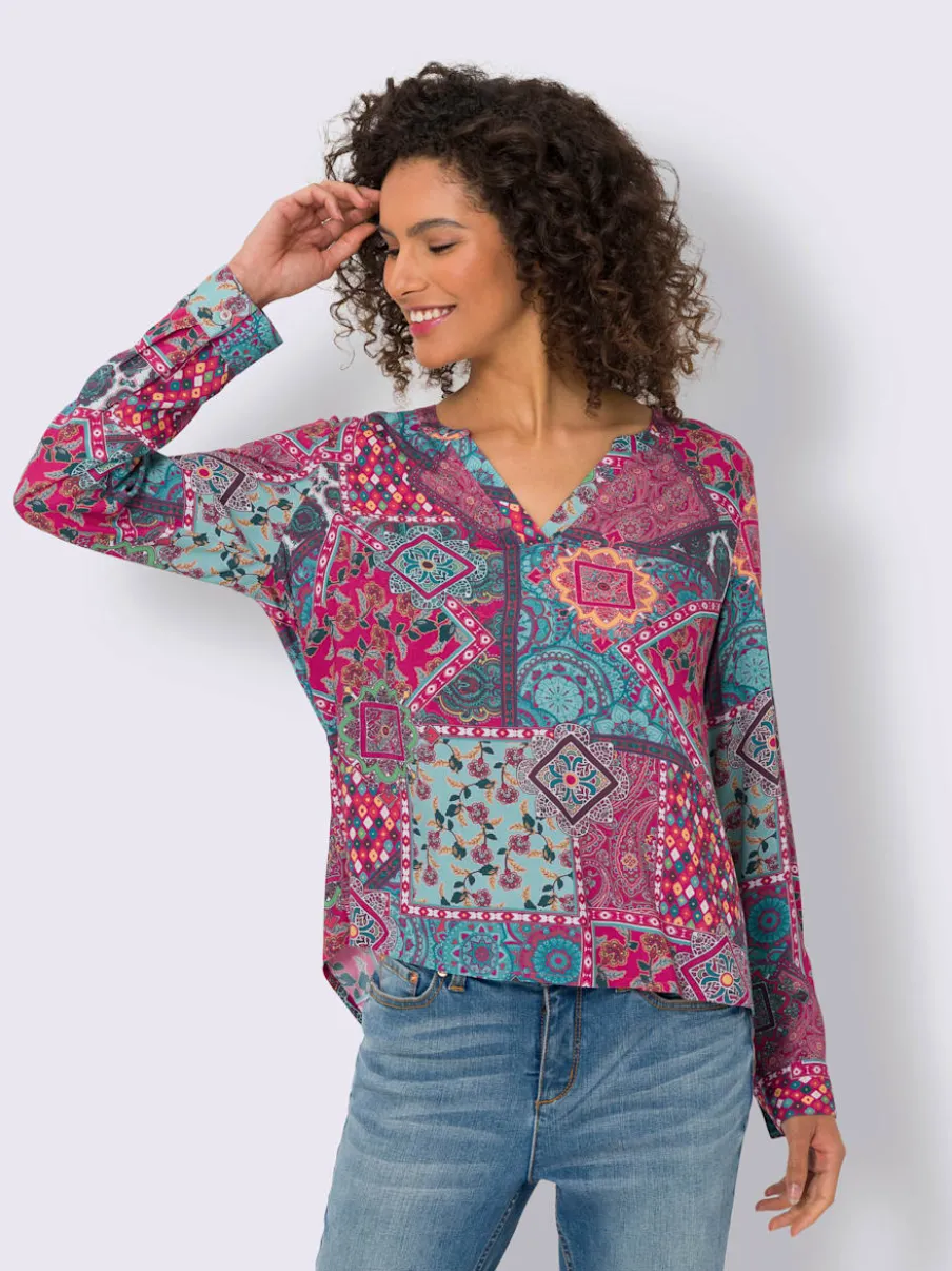 Chemisier léger à manches longues motif paisley fluide