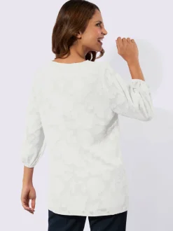 Chemisier long avec encolure en V et dentelle