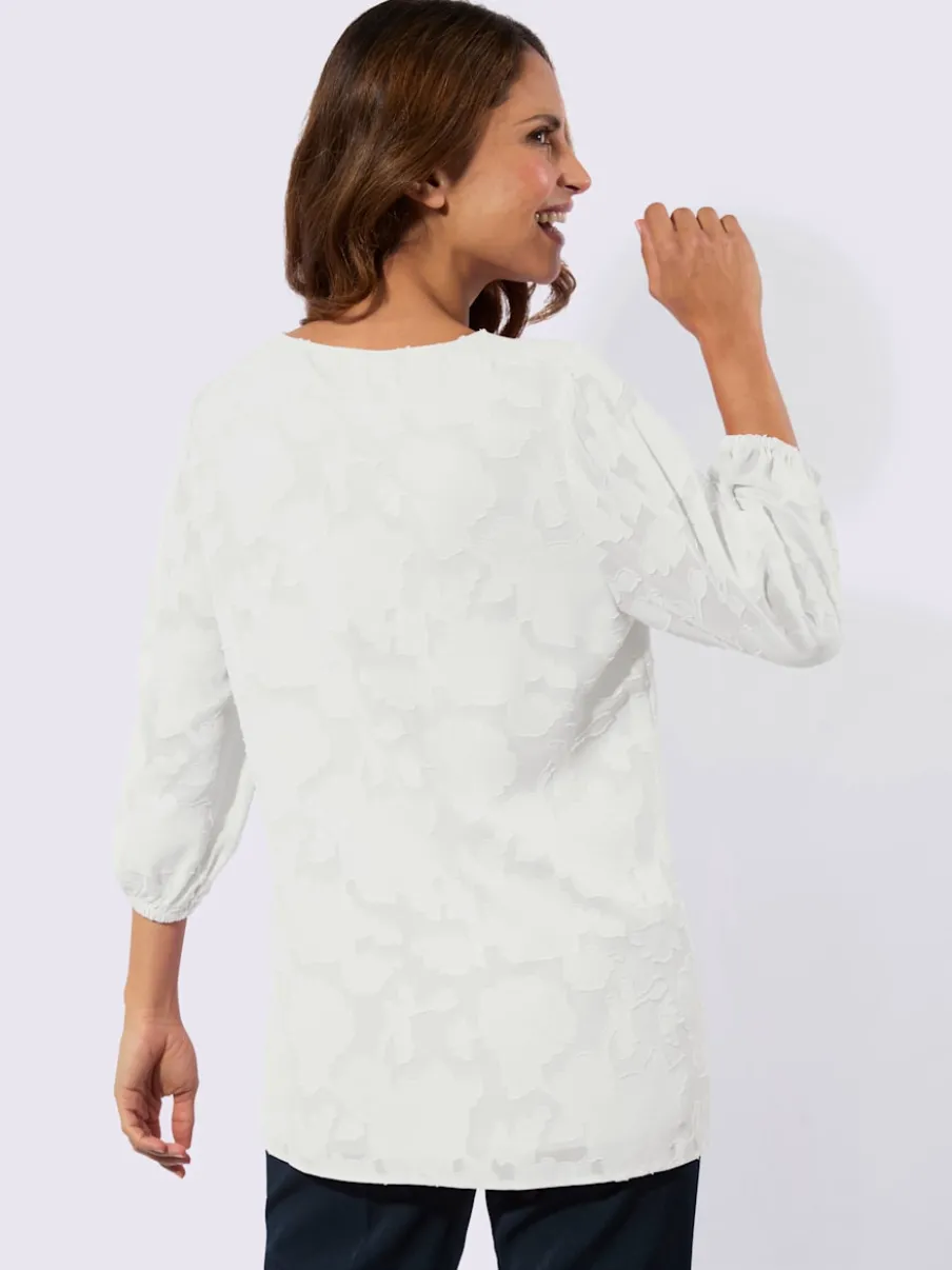 Chemisier long avec encolure en V et dentelle