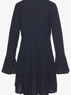 Chemisier long caftan avec col V et manches longues volantes
