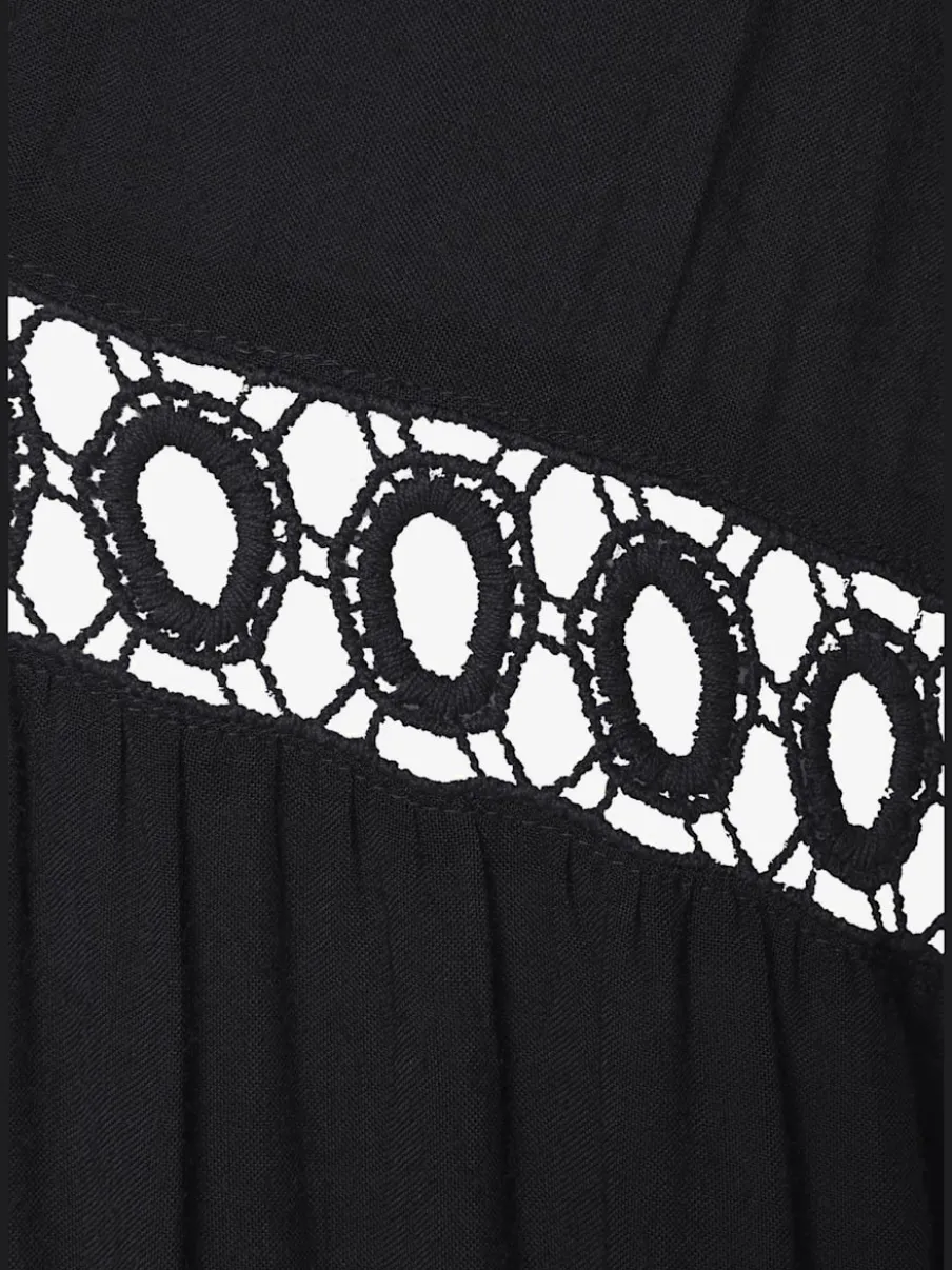 Chemisier long caftan avec col V et manches longues volantes