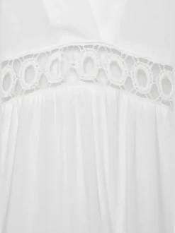 Chemisier long caftan avec col V et manches longues volantes