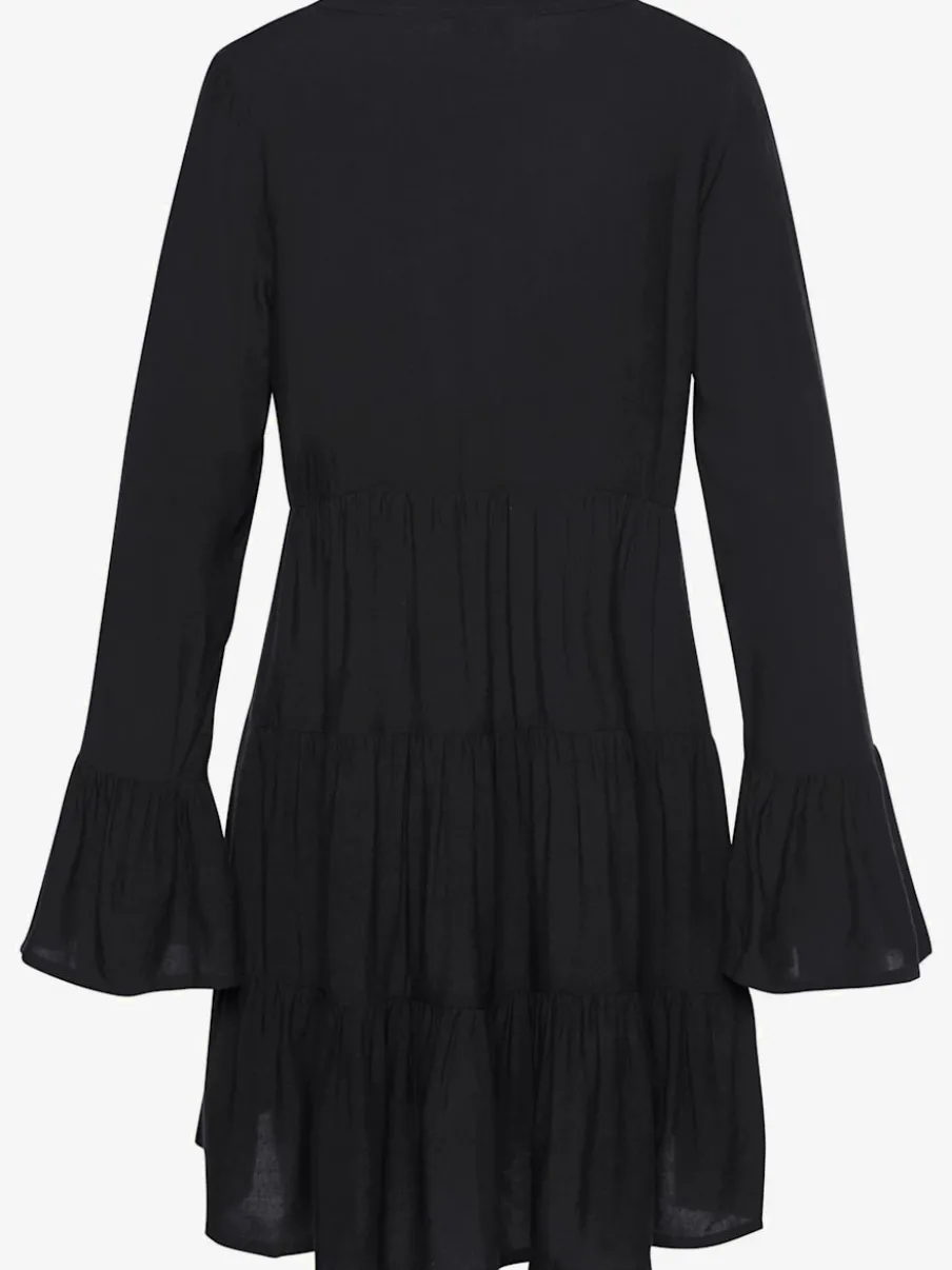 Chemisier long caftan avec col V et manches longues volantes