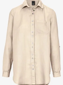 Chemisier long à col chemise avec poches et manches longues