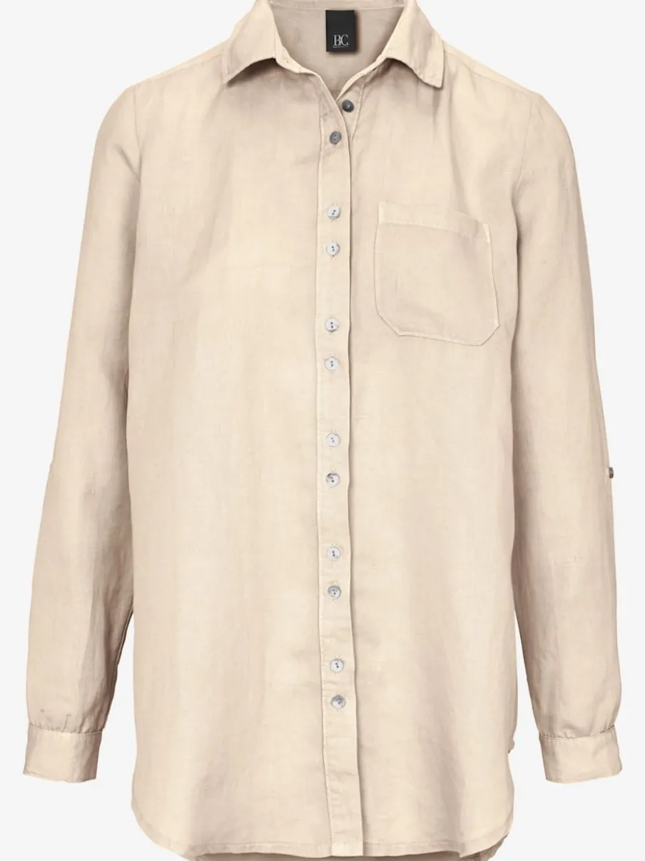 Chemisier long à col chemise avec poches et manches longues