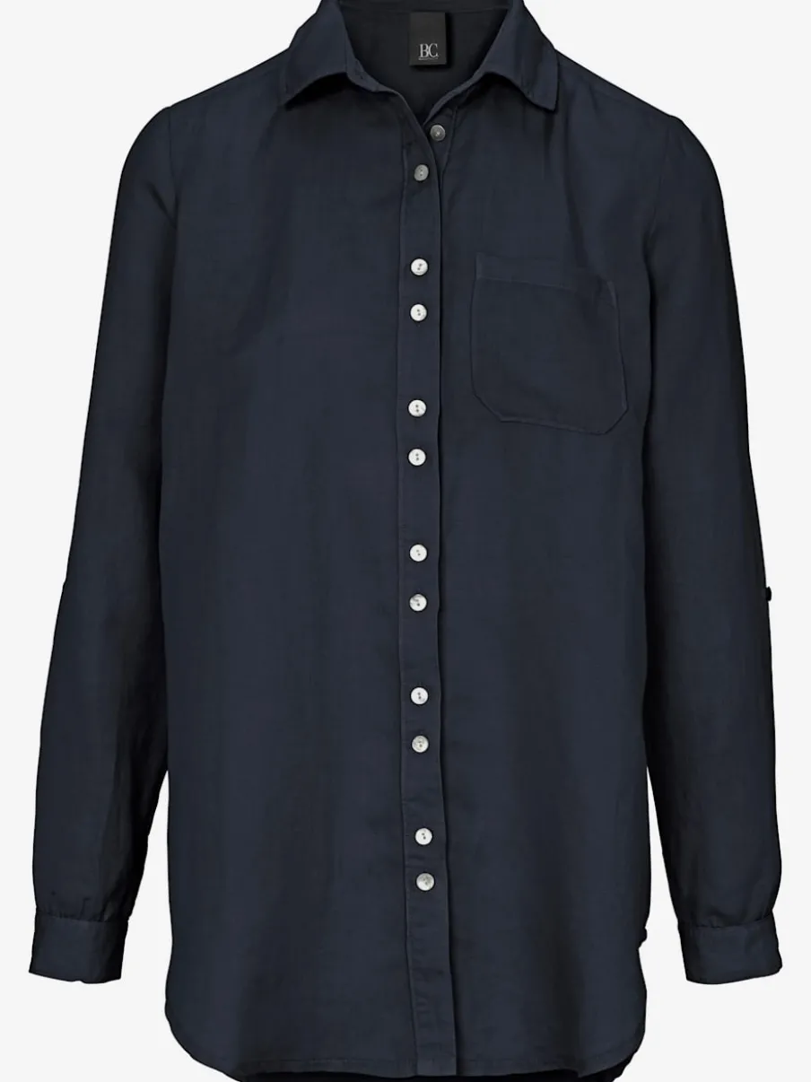 Chemisier long à col chemise avec poches et manches longues