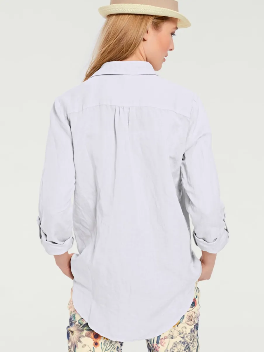 Chemisier long à col chemise avec poches et manches longues
