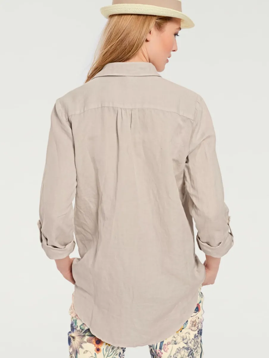 Chemisier long à col chemise avec poches et manches longues
