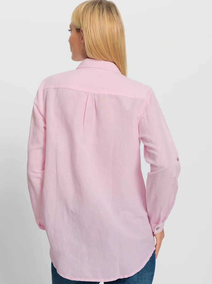 Chemisier long à col chemise avec poches et manches longues
