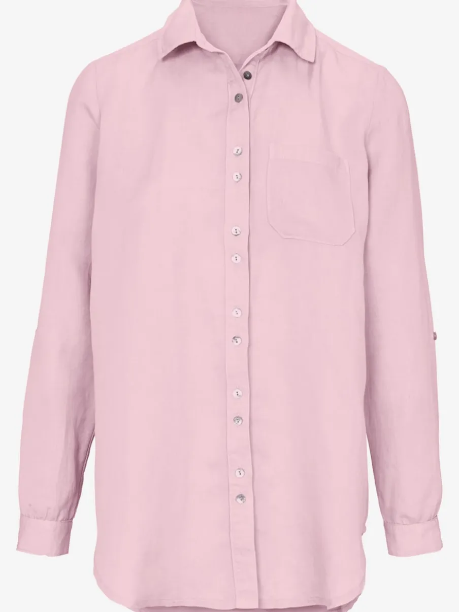 Chemisier long à col chemise avec poches et manches longues