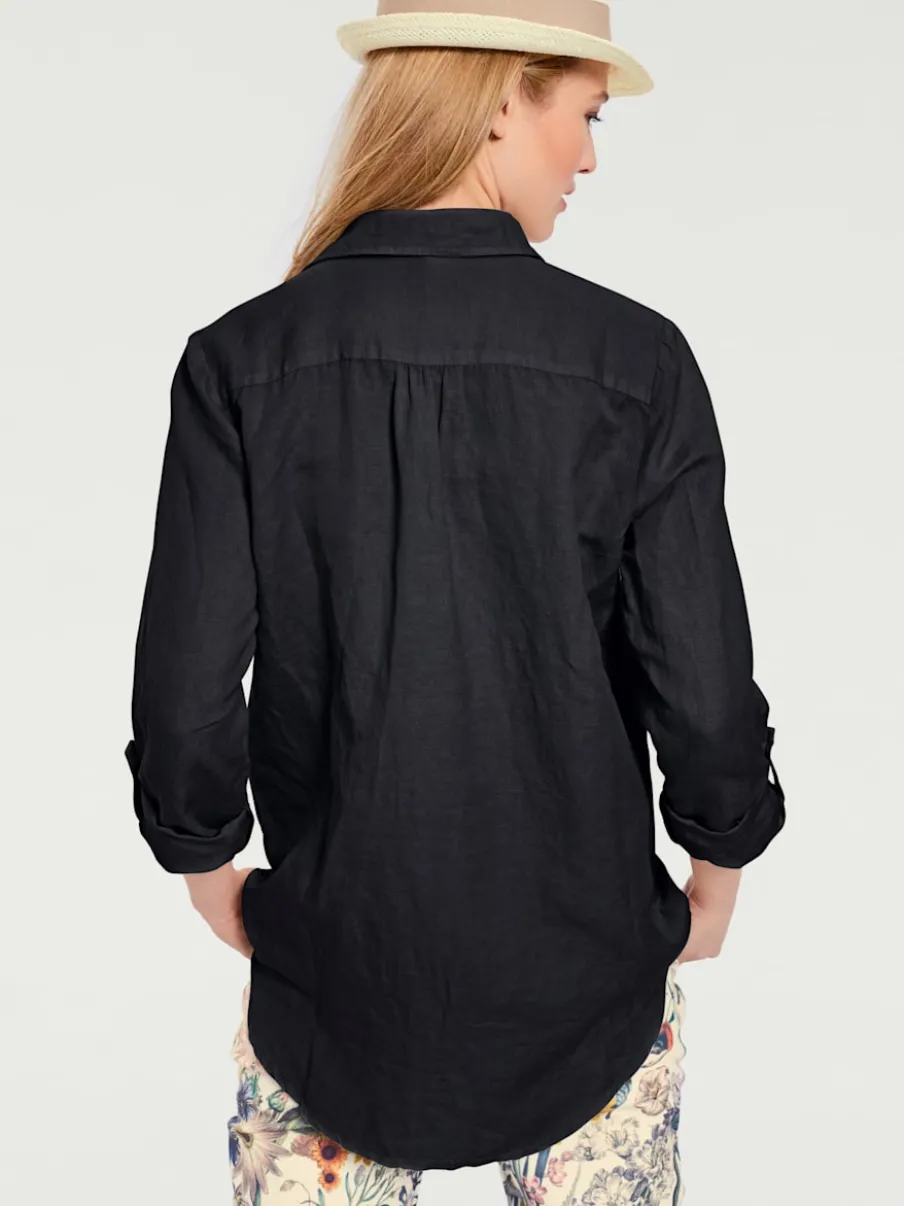 Chemisier long à col chemise avec poches et manches longues