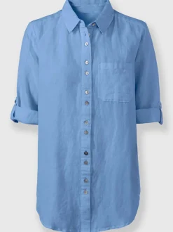 Chemisier long à col chemise avec poches et manches longues