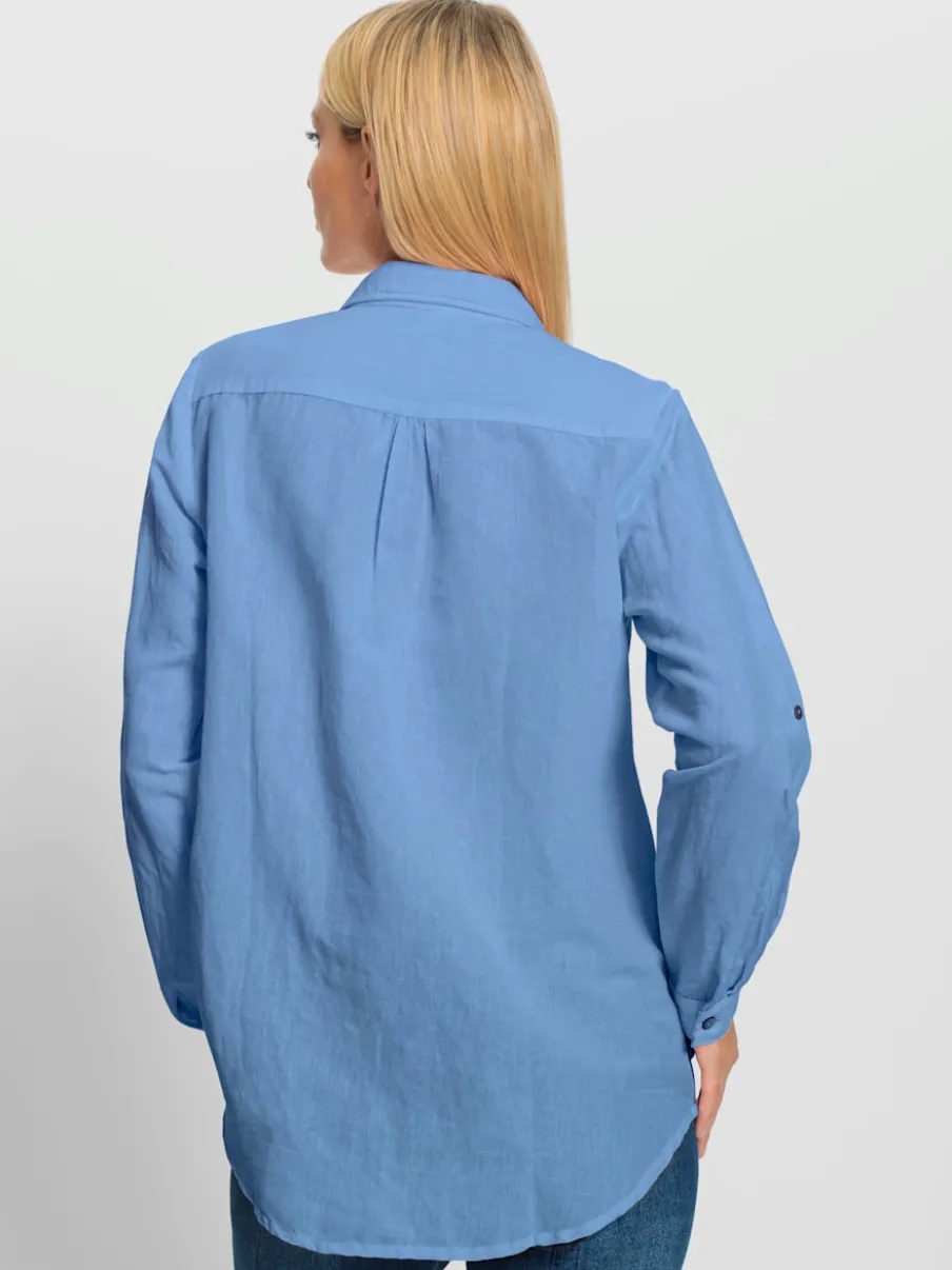 Chemisier long à col chemise avec poches et manches longues