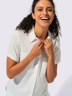 Chemisier long à col chemise avec poches et manches courtes