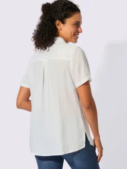 Chemisier long à col chemise avec poches et manches courtes